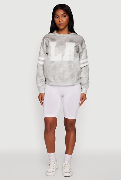 Womens Hunter Camo NY Graphic Varsity Stripe Sweatshirt, Grey, Size L