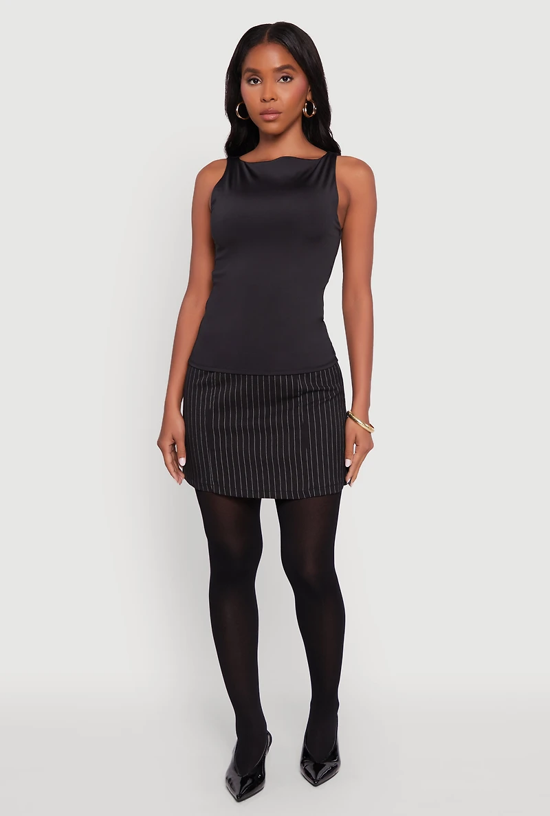 Womens High Neck Shelf Bra Tank Top,