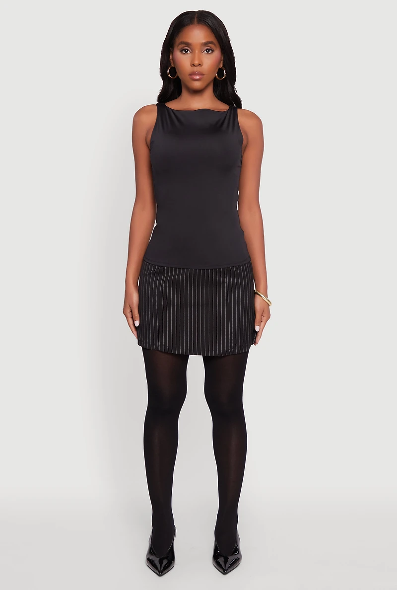 Womens High Neck Shelf Bra Tank Top, S