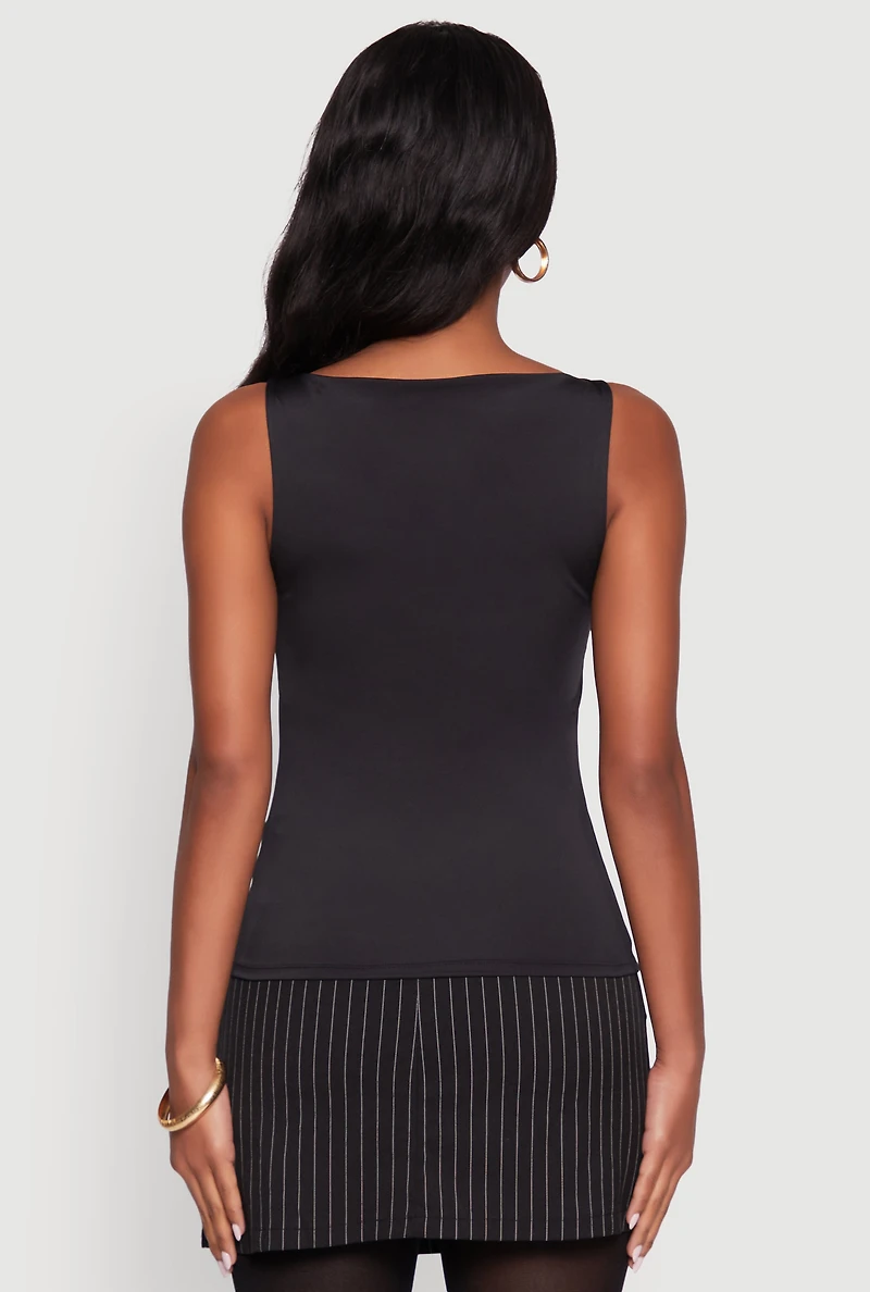 Womens High Neck Shelf Bra Tank Top,