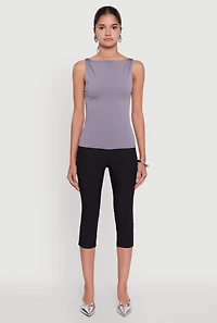 Womens High Neck Shelf Bra Tank Top, Grey, Size M