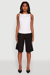 Womens High Neck Shelf Bra Tank Top, White,
