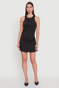 Womens High Neck Shelf Bra Racerback Tank Top, Black, Size M