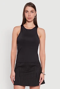 Womens High Neck Shelf Bra Racerback Tank Top, L