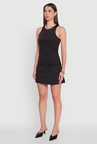 Womens High Neck Shelf Bra Racerback Tank Top, Black, Size L