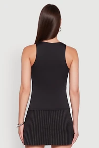 Womens High Neck Shelf Bra Racerback Tank Top, L