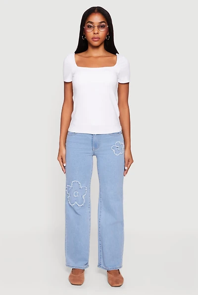 Double Layer Square Neck Short Sleeve Top