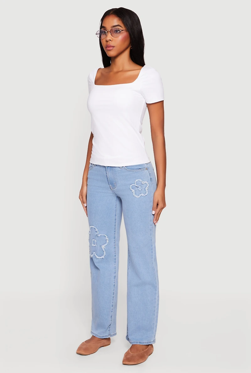 Double Layer Square Neck Short Sleeve Top