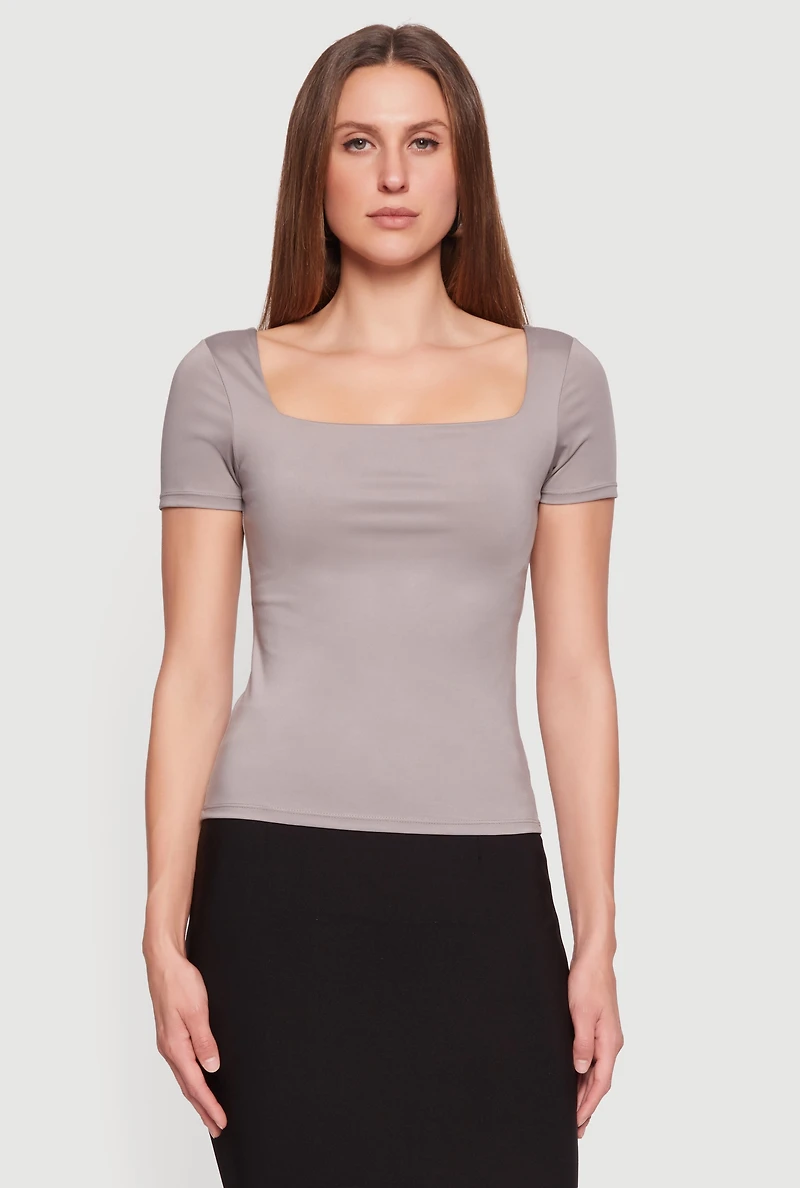 Double Layer Square Neck Short Sleeve Top