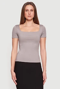 Double Layer Square Neck Short Sleeve Top