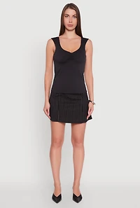 Womens Ruched V Neck Tank Top with Shelf Bra,