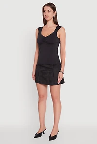 Womens Ruched V Neck Tank Top with Shelf Bra,