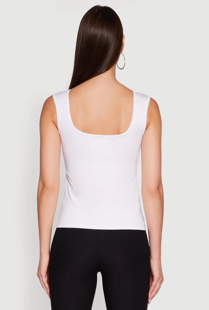 Womens Ruched V Neck Tank Top with Shelf Bra, White, Size M