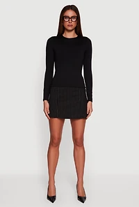 Solid Long Sleeve Crew Neck Tee