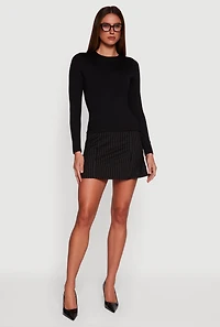 Solid Long Sleeve Crew Neck Tee