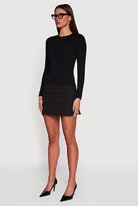 Solid Long Sleeve Crew Neck Tee