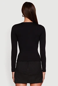 Solid Long Sleeve Crew Neck Tee