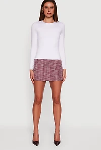 Womens Solid Long Sleeve Crew Neck Tee, White,