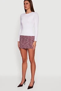 Womens Solid Long Sleeve Crew Neck Tee, White,