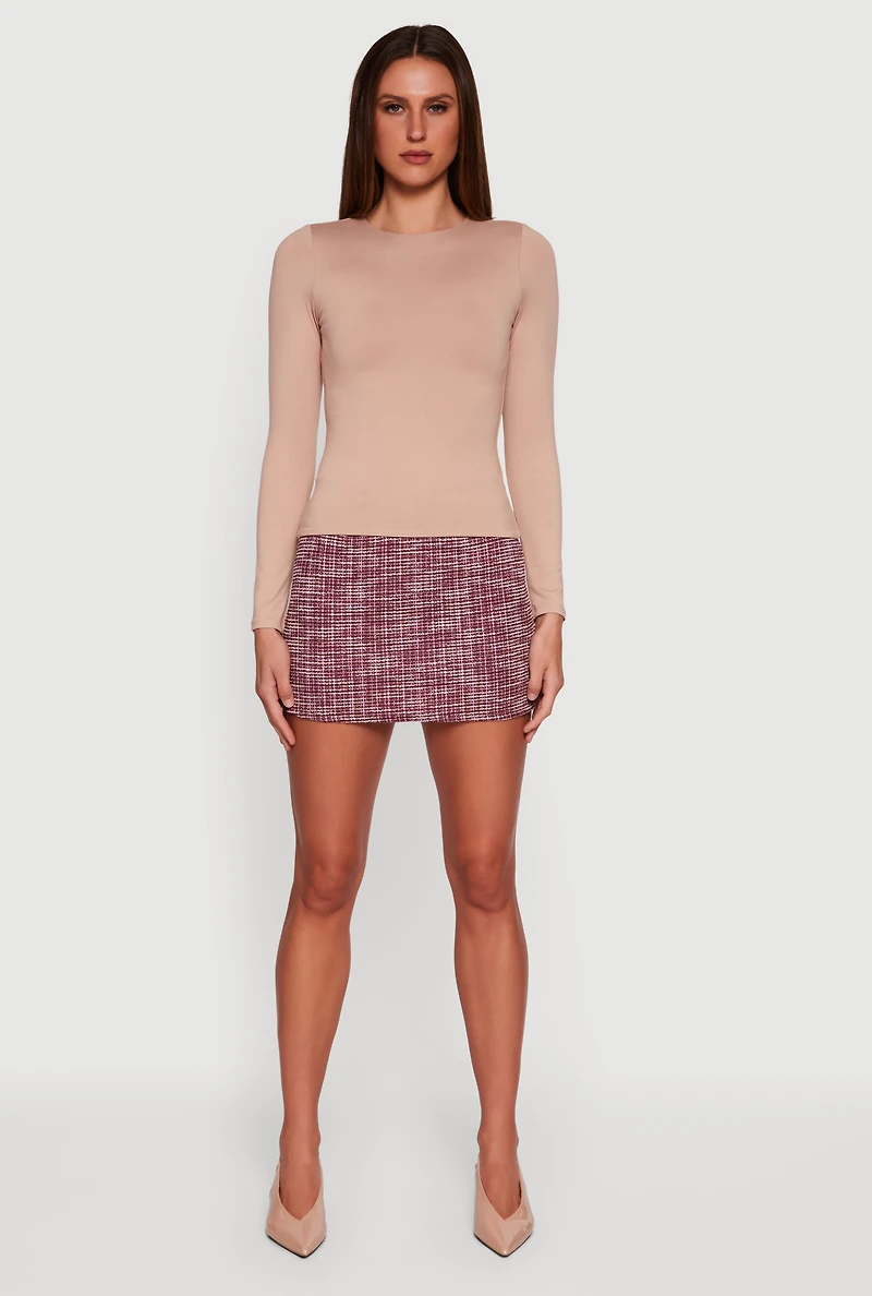 Solid Long Sleeve Crew Neck Tee