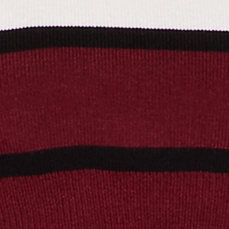 Striped Polo Collar Frayed Hem Crop Sweater