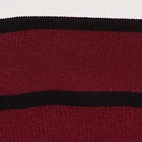 Striped Polo Collar Frayed Hem Crop Sweater