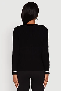 Womens New York Graphic Cable Knit Sweater, Black, Size XL