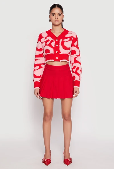 Womens Daisy Tufted Knit Cropped Cardigan,