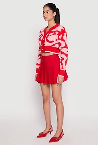 Womens Daisy Tufted Knit Cropped Cardigan, S