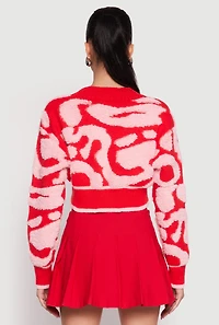 Womens Daisy Tufted Knit Cropped Cardigan, S