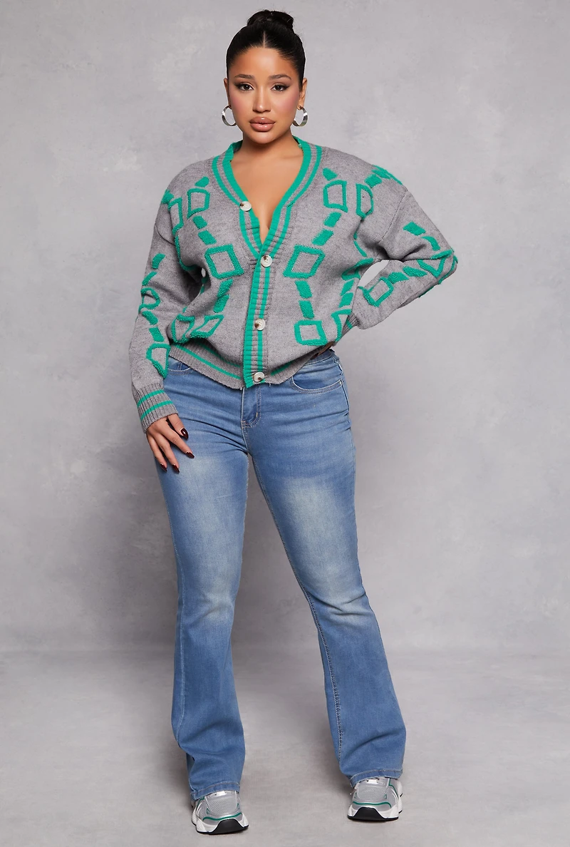 Daisy Geometric Print Cardigan