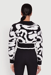 Womens Tufted Knit Button Front Cropped Cardigan,