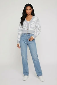 Tufted Knit Button Front Cropped Cardigan