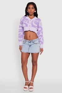 Tufted Knit Button Front Cropped Cardigan