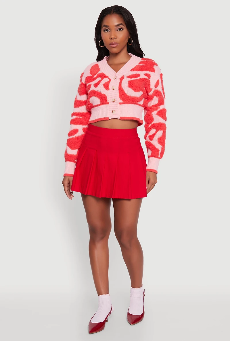 Tufted Knit Button Front Cropped Cardigan