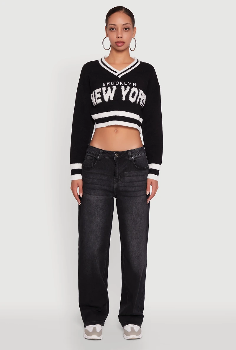 Daisy Chenille New York Graphic Cropped Sweater