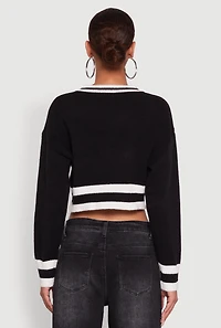 Womens Daisy Chenille New York Graphic Cropped Sweater, S