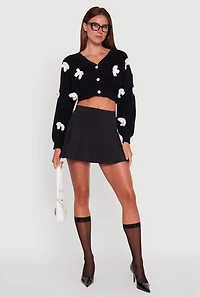 Color Blocked Bow Detail Cropped Cardigan