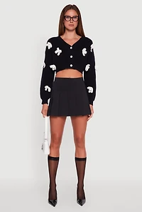 Color Blocked Bow Detail Cropped Cardigan