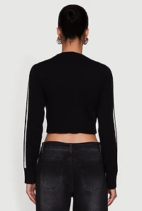 Womens Extreme Graphic Cropped Sweater, Black, Size L