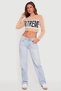 Womens Extreme Graphic Cropped Sweater,