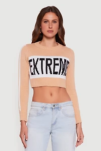 Womens Extreme Graphic Cropped Sweater,