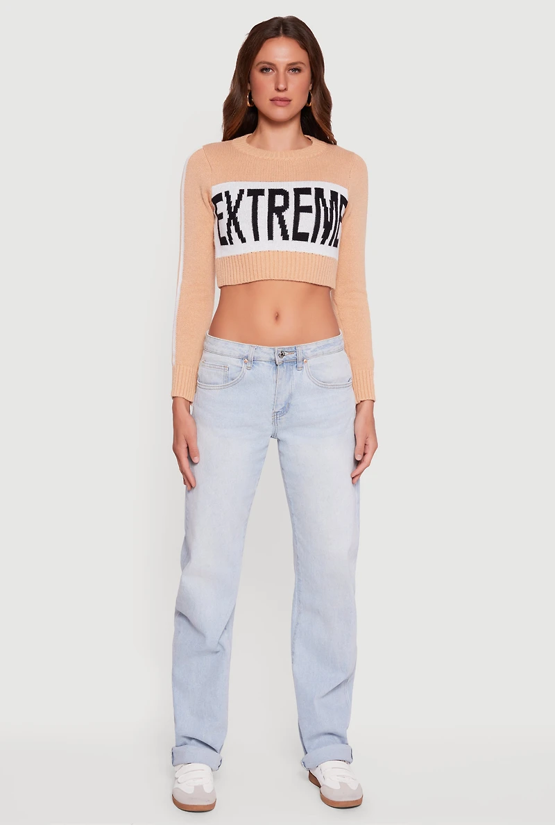Womens Extreme Graphic Cropped Sweater,