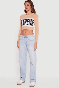 Womens Extreme Graphic Cropped Sweater,