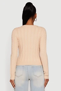 Cable Knit Long Sleeve Crew Neck Sweater