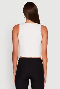 Womens Metallic Button Front Sleeveless Sweater Vest, White, Size S