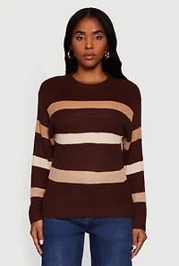 Striped Long Sleeve Crew Neck Sweater