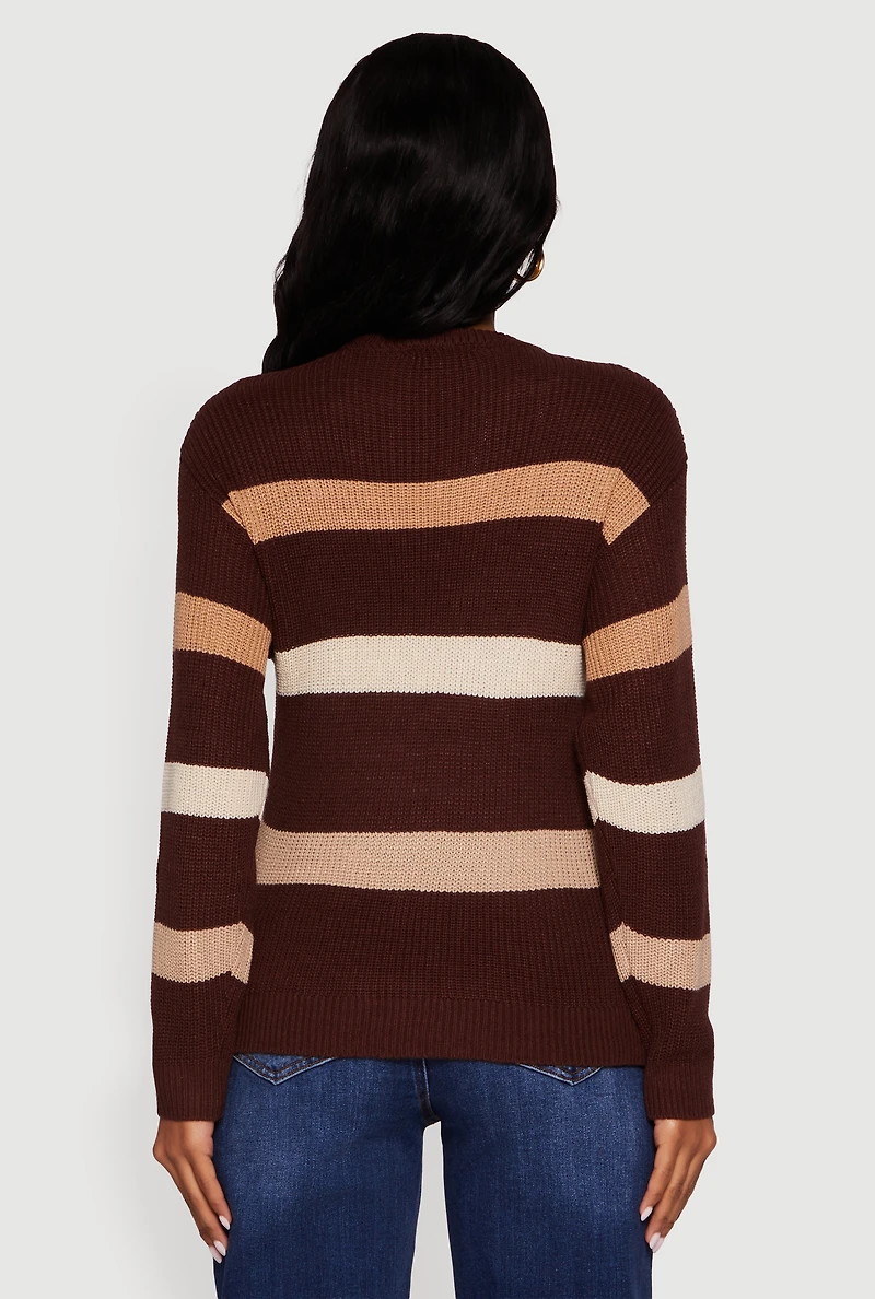 Striped Long Sleeve Crew Neck Sweater