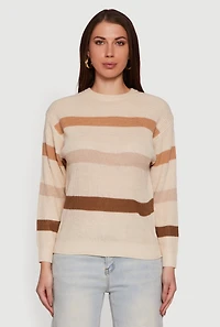 Striped Long Sleeve Crew Neck Sweater