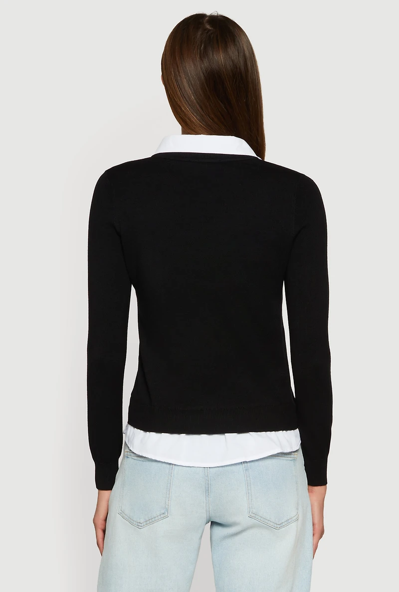 Womens Layered Look Polo Shirt, Black, Size S